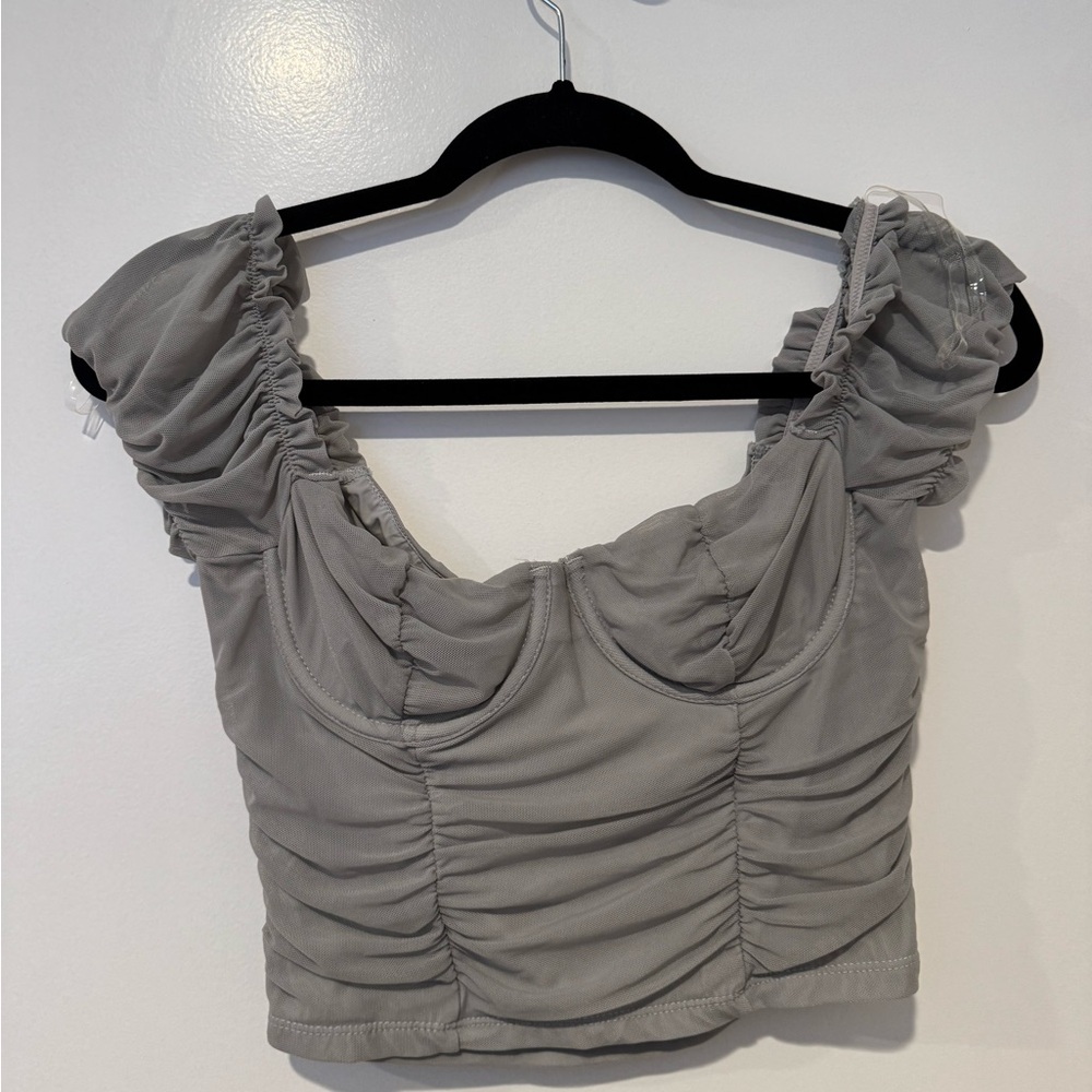 Gray Ruched Women's Top
